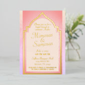 Schöne indische Mimosas und Samosas Bridal Brunch Folieneinladung (Stehend vorne)