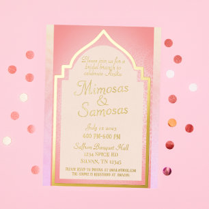 Schöne indische Mimosas und Samosas Bridal Brunch Folieneinladung