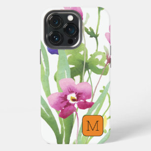 Schöne Initiale mit Wasserfarbe Pink Grün Rand iPhone 13 Pro Hülle