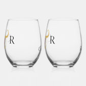 SCHÖNE INITIALEN UND GOLDAMPERSAND WEDD WEINGLAS OHNE STIEL (Links)