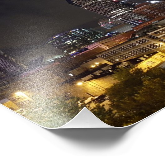 Schöne Innenstadt Nashville Tennessee bei Nacht Fotodruck (Ecke)