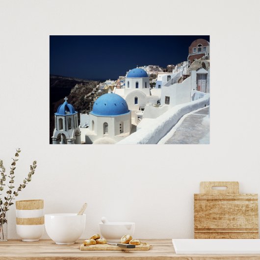 Schöne Insel Santorini, Griechenland, Poster (Küche)