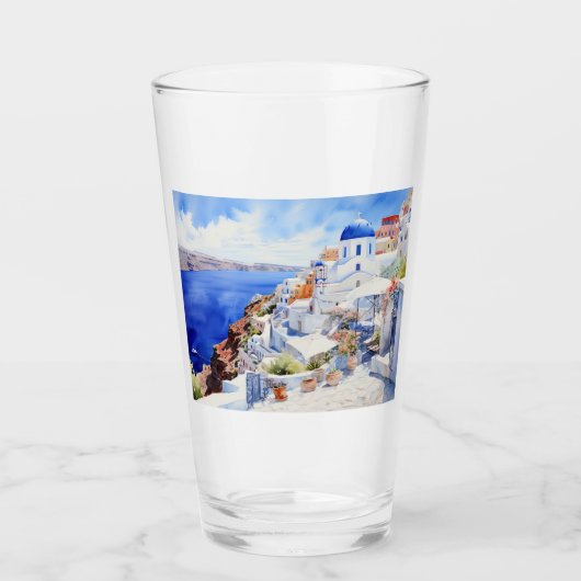 Schöne Insel Santorini, Oia Reisetug Glas (Vorderseite)