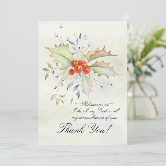 Schöne Inspirationsschrift Blumenweihnachtsfest Dankeskarte (Stehend Vorderseite)