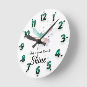 Schöne inspirierende Libellen-Zitate Runde Wanduhr