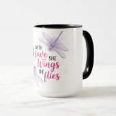 Schöne inspirierende Libellen-Zitate Tasse (VorderseiteRechts)