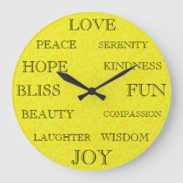 Schöne inspirierende Worte Design gelb Große Wanduhr