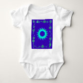 Schöne Iridescent Blue Floral Art Ölgemälde Baby Strampler (Vorderseite)