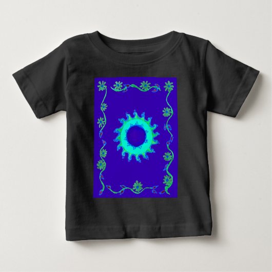 Schöne Iridescent Blue Floral Art Ölgemälde Baby T-shirt (Vorderseite)