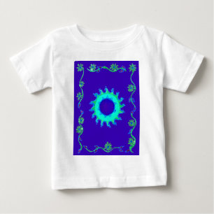 Schöne Iridescent Blue Floral Art Ölgemälde Baby T-shirt