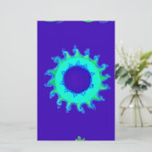 Schöne Iridescent Blue Floral Art Ölgemälde Briefpapier (Stehend Vorderseite)