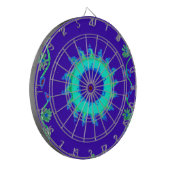 Schöne Iridescent Blue Floral Art Ölgemälde Dartscheibe (Vorderseite Links)