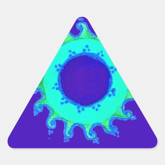 Schöne Iridescent Blue Floral Art Ölgemälde Dreieckiger Aufkleber (Vorderseite)