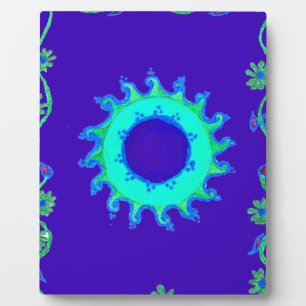 Schöne Iridescent Blue Floral Art Ölgemälde Fotoplatte