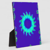 Schöne Iridescent Blue Floral Art Ölgemälde Fotoplatte (Seite)