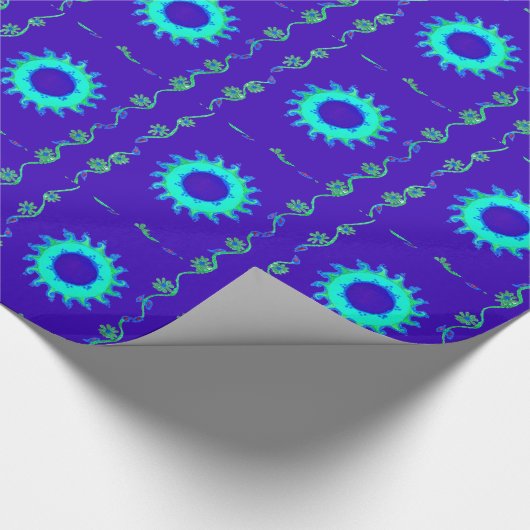 Schöne Iridescent Blue Floral Art Ölgemälde Geschenkpapier (Ecke)