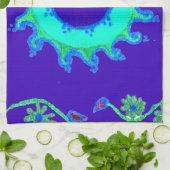 Schöne Iridescent Blue Floral Art Ölgemälde Handtuch (Gefaltet)