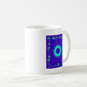 Schöne Iridescent Blue Floral Art Ölgemälde Kaffeetasse (VorderseiteRechts)