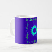 Schöne Iridescent Blue Floral Art Ölgemälde Kaffeetasse (Vorderseite Links)