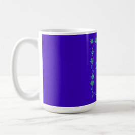 Schöne Iridescent Blue Floral Art Ölgemälde Kaffeetasse