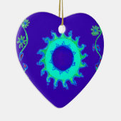 Schöne Iridescent Blue Floral Art Ölgemälde Keramik Ornament (Rechts)
