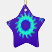 Schöne Iridescent Blue Floral Art Ölgemälde Keramik Ornament (Links)