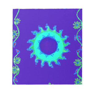 Schöne Iridescent Blue Floral Art Ölgemälde Notizblock