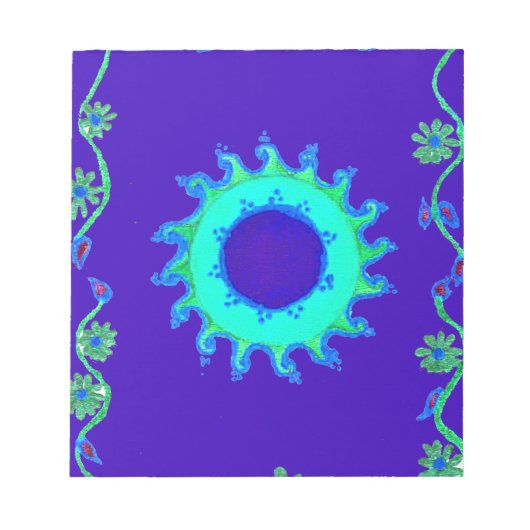 Schöne Iridescent Blue Floral Art Ölgemälde Notizblock (Vorderseite)