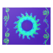 Schöne Iridescent Blue Floral Art Ölgemälde Notizblock (Vorderseite)