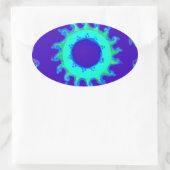 Schöne Iridescent Blue Floral Art Ölgemälde Ovaler Aufkleber (Tasche)