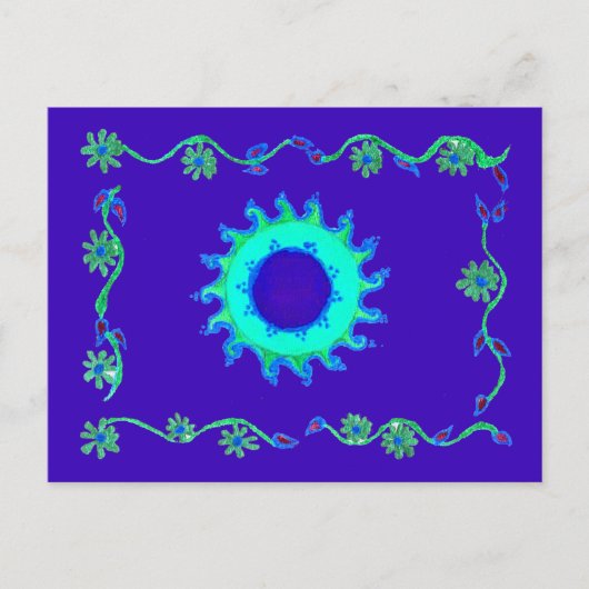 Schöne Iridescent Blue Floral Art Ölgemälde Postkarte (Vorderseite)