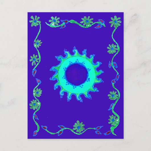 Schöne Iridescent Blue Floral Art Ölgemälde Postkarte (Vorderseite)