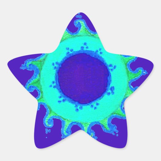 Schöne Iridescent Blue Floral Art Ölgemälde Stern-Aufkleber (Vorderseite)