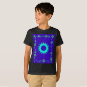Schöne Iridescent Blue Floral Art Ölgemälde T-Shirt (Vorne ganz)