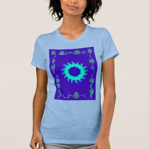 Schöne Iridescent Blue Floral Art Ölgemälde T-Shirt