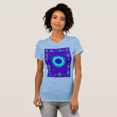 Schöne Iridescent Blue Floral Art Ölgemälde T-Shirt (Vorne ganz)