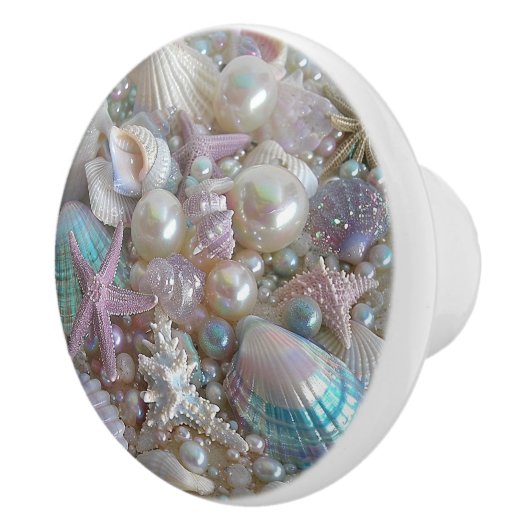 Schöne Iridescent Seashells Perlen Starfish Keramikknauf (Rechts)