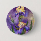 Schöne Iris-Blume - Aquarellmalerei Button (Vorderseite)