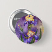 Schöne Iris-Blume - Aquarellmalerei Button (Vorne & Hinten)
