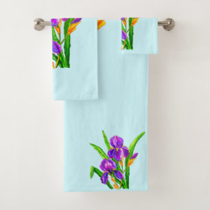 Schöne Iris Blume Badetuch Set - Ihre Farbe