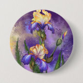 Schöne Iris Blume - Kunstmalerei Button (Vorderseite)