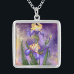 Schöne Iris Blume - Malerei Art Versilberte Kette<br><div class="desc">Schöne Iris-Blume</div>