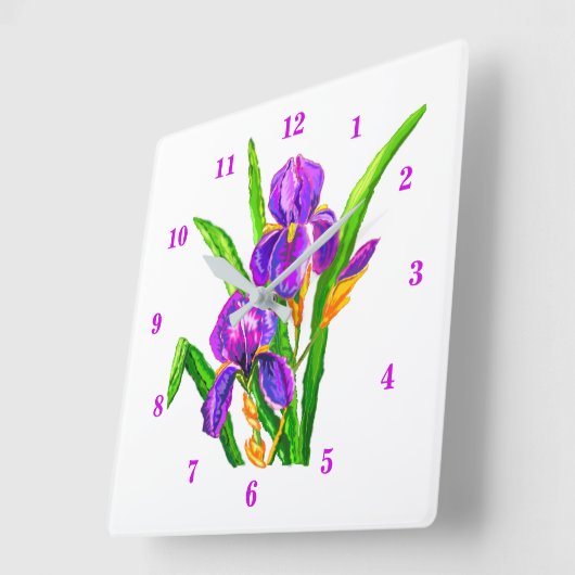 Schöne Iris-Blume Quadratische Wanduhr (Winkel)