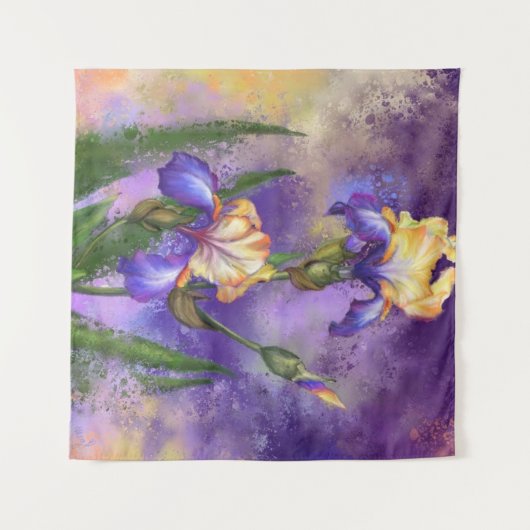 Schöne Iris Blume Tapestry Wandteppich (Vorderseite (Horizontal))