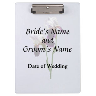 Schöne Iris Hochzeitsprodukte in Dunkelrot und Wei Klemmbrett
