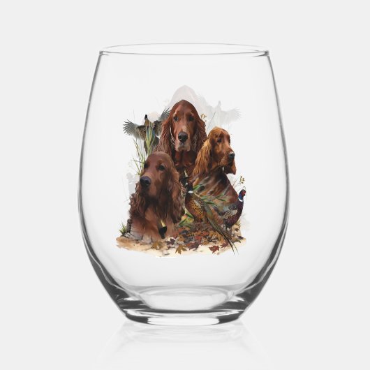 Schöne irische Setter mit Pheasant , Kunst Weinglas Ohne Stiel (Rückseite)