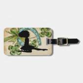 Schöne irische Tänzerin, Kleeblatt und Horseshoe Gepäckanhänger (Vorderseite horizontal)