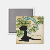 Schöne irische Tänzerin, Kleeblatt und Horseshoe Magnet (Vorderseite/Rückseite)