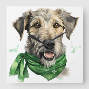 SCHÖNE IRISH WOLFHOUND HUND QUADRATISCHE WANDUHR