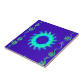 Schöne irisierende blaue Blumen-Kunst-Ölgemälde Fliese (Seite)